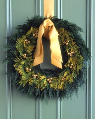 Golden cedar wreath