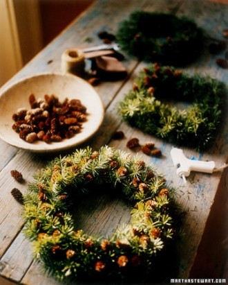 Pinecone studded wreath