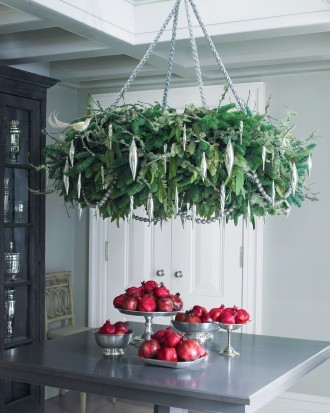 Holiday wreath chandelier