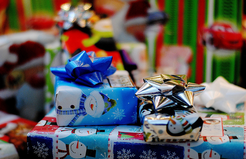 Snowman gift wrapped presents Snowman gift wrapped presents