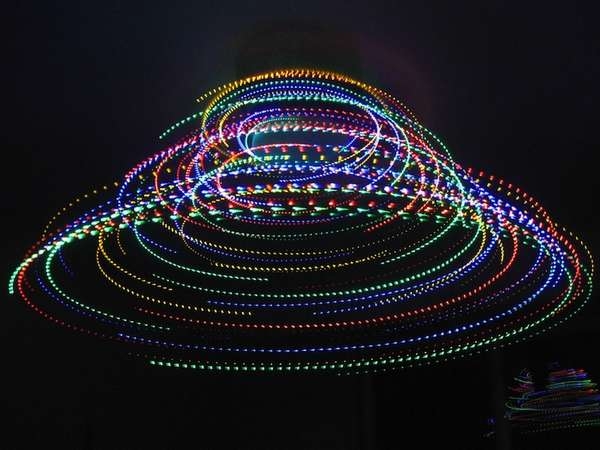 Swirling christmas light fans