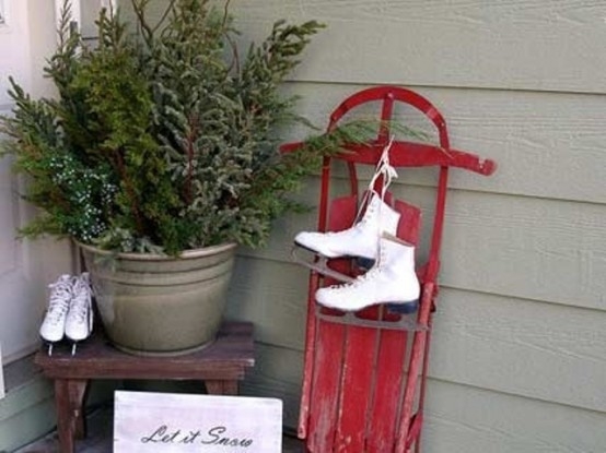 Ice skates and snow sleds