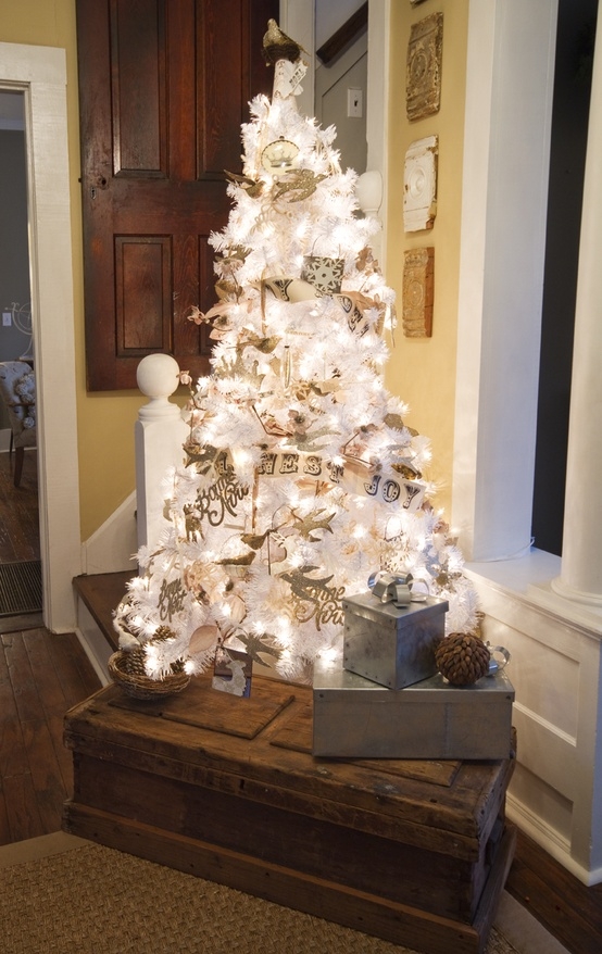 Glowing white christmas tree