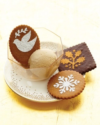 Stenciled chocolate cookies
