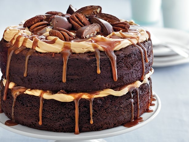 Chocolate turtle layer cake