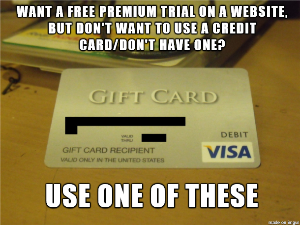 Visa cards for free trials