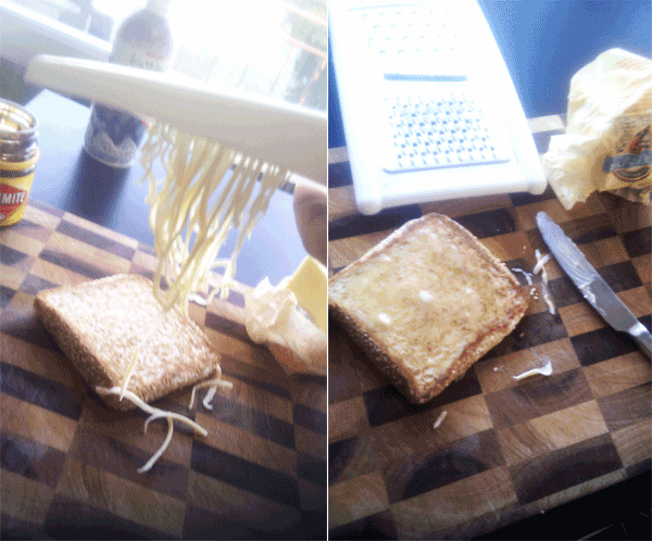 Grate frozen butter 