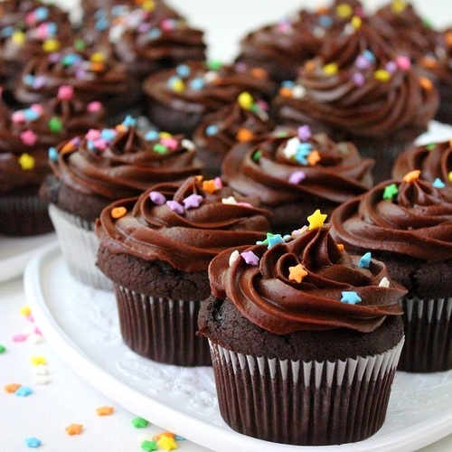 Chocolate cupcakes with stars