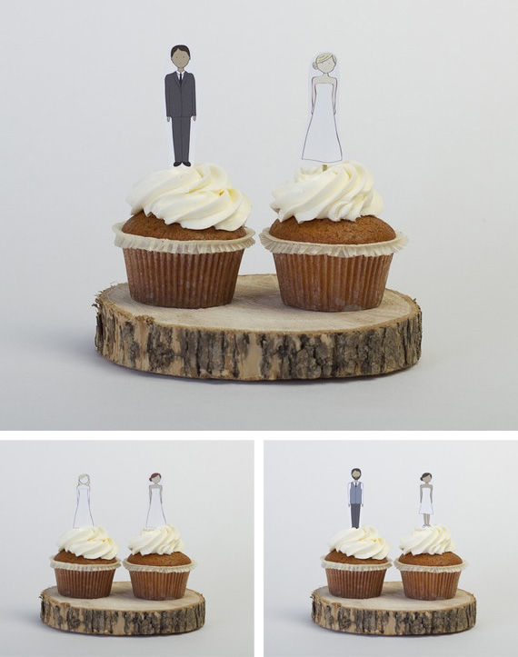 Bride and groom cupcake toppers