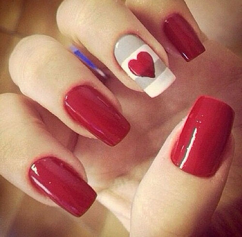 Heart striped nails Heart striped nails