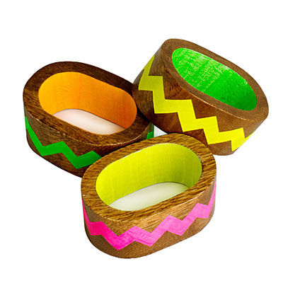 Painted wooden napkin rings