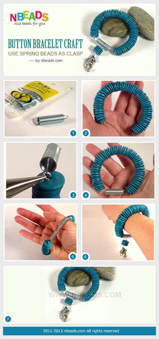 Button Bracelet Craft - Use Spring Beads As Clasp Button Bracelet Craft - Use Spring Beads As Clasp