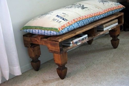 Bench with built in book storage Bench with built in book storage