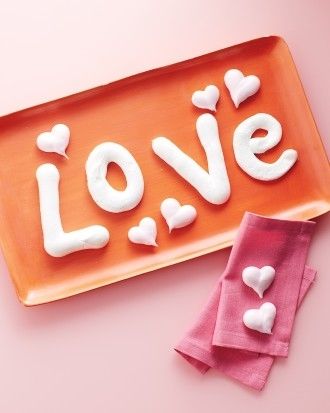 Meringue letters and hearts