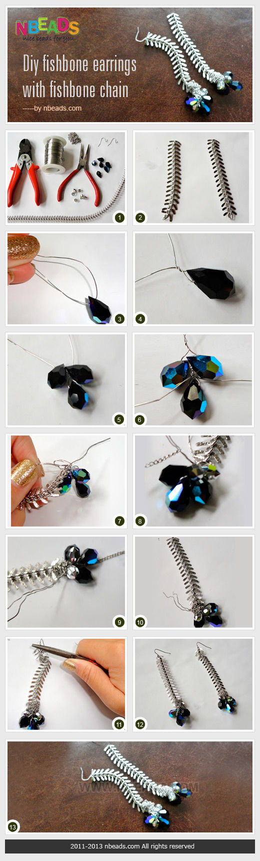 DIY Fishbone Earrings with Fishbone Chain