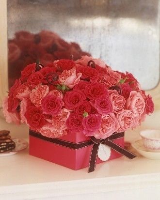 Roses in a ribbon box