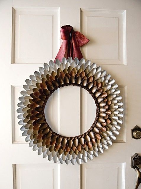 Metallic spoon wreath