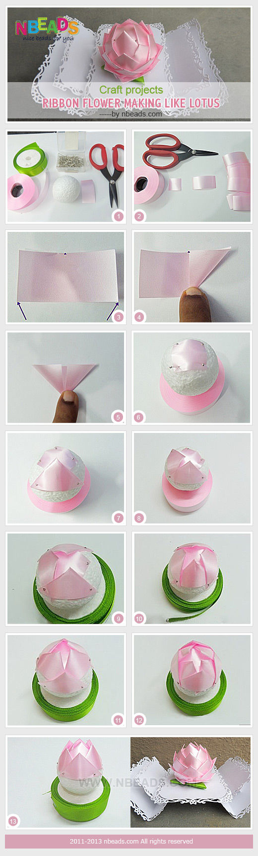 Craft Projects - Ribbon Flower Making Like Lotus Craft Projects - Ribbon Flower Making Like Lotus