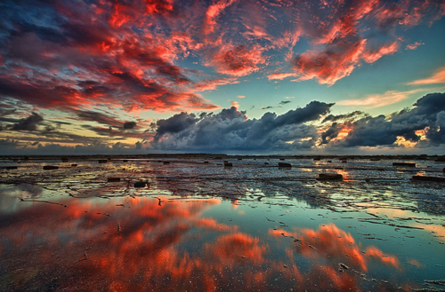 Red cloud reflection