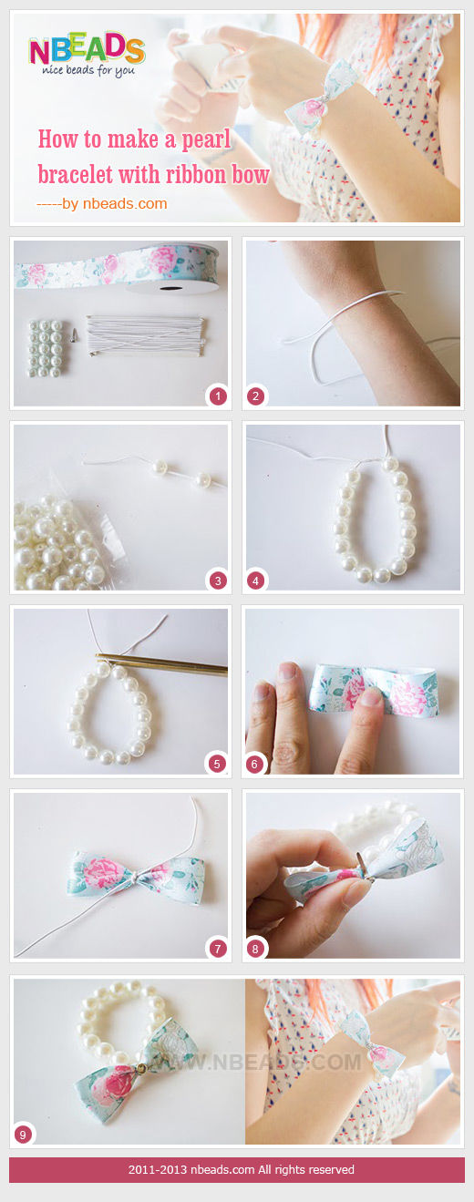 How to Make A Pearl Bracelet with Ribbon Bow