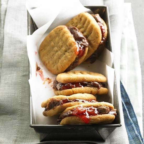Peanut butter, jelly and brownie cookies