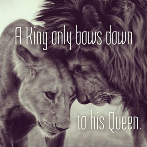 A king only bows down to his queen
