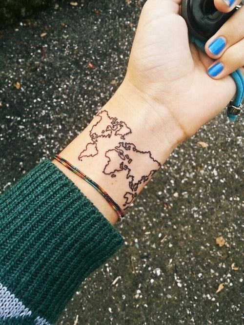 World map tattoo World map tattoo
