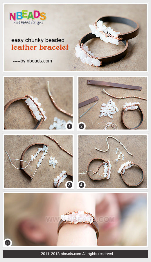 Easy Chunky Beaded Leather Bracelet Easy Chunky Beaded Leather Bracelet