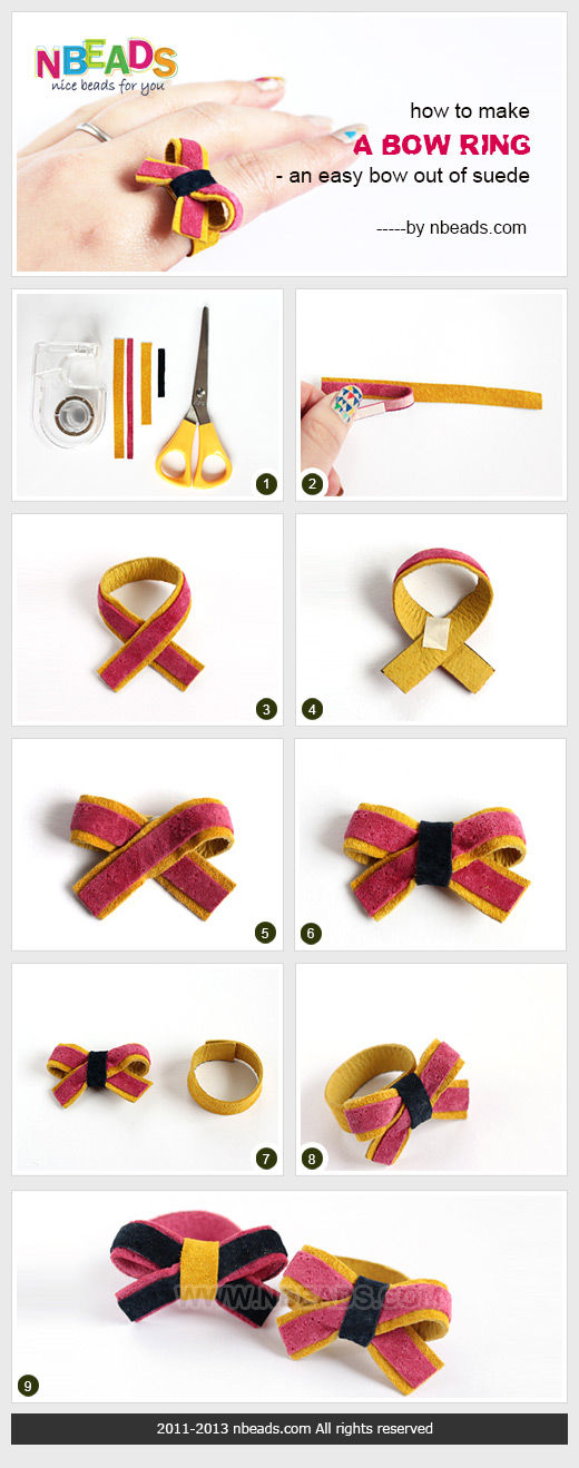 How to Make A Bow Ring - An Easy Bow Out of Suede How to Make A Bow Ring - An Easy Bow Out of Suede