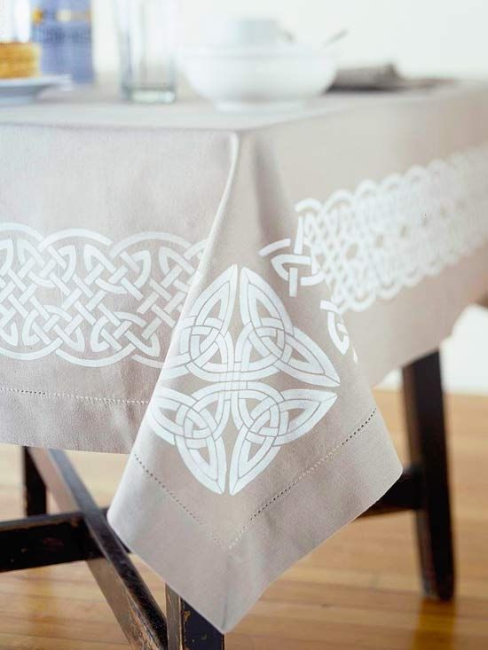 Celtic stenciled tablecloth Celtic stenciled tablecloth