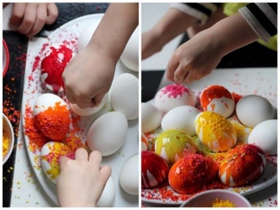 Crayon shaving eggs