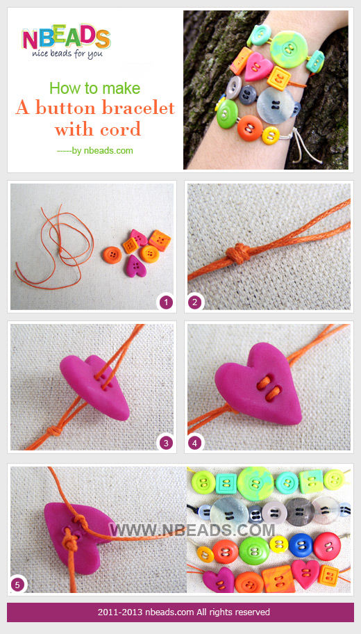 How to Make A Button Bracelet with Cord How to Make A Button Bracelet with Cord