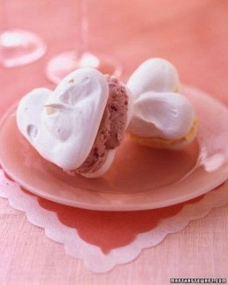 Meringue heart ice cream sandwiches