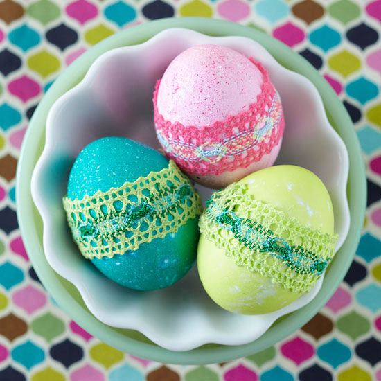 Dyed lace wrapped easter eggs Dyed lace wrapped easter eggs