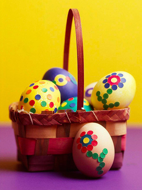 Polka dot sticker egg designs