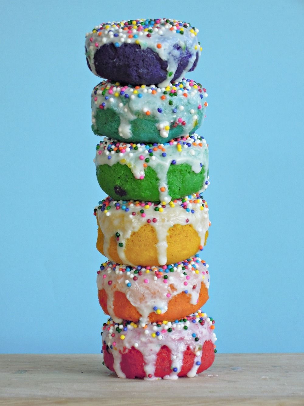 Rainbow gluten free donuts