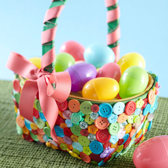 Button embellished easter basket