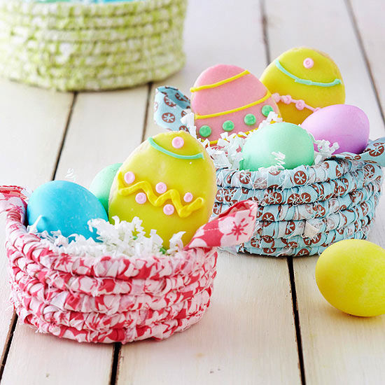 Coiled fabric easter baskets