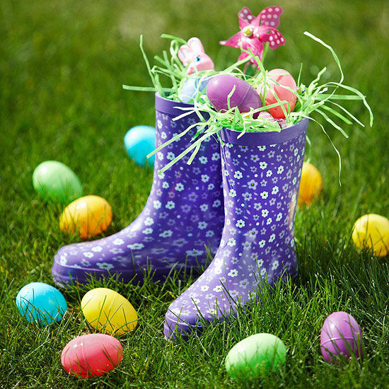 Flowery rainboots easter basket