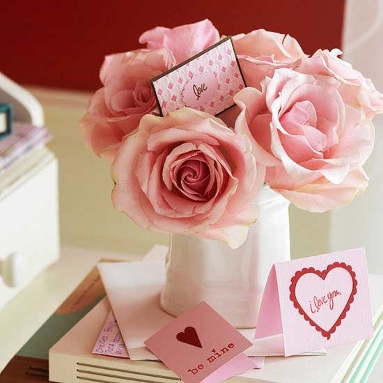 Valentines Day Flowers and Card