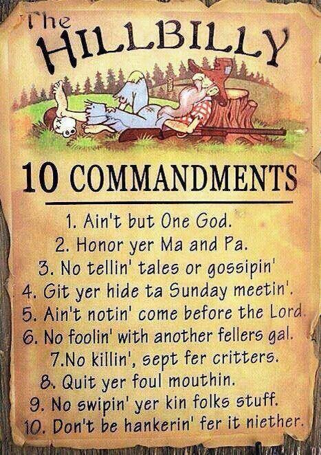 Hill Billy 10 Cammandments Hill Billy 10 Cammandments