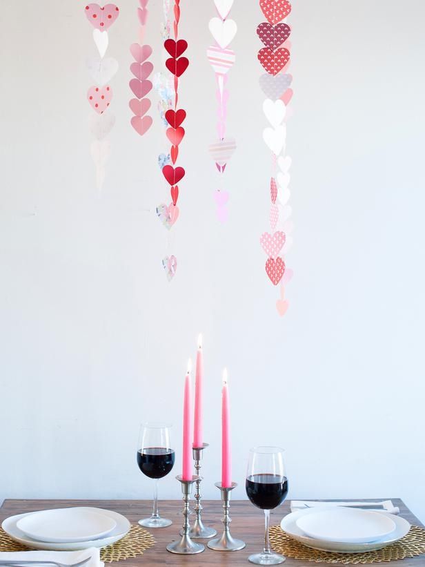 Paper heart garland / chandelier