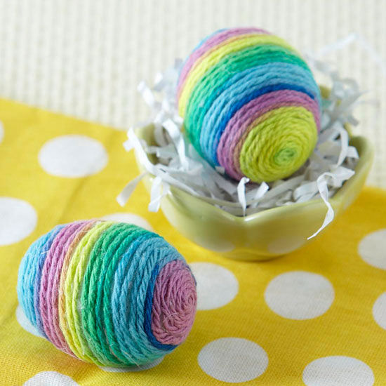 Yarn wrapped easter eggs