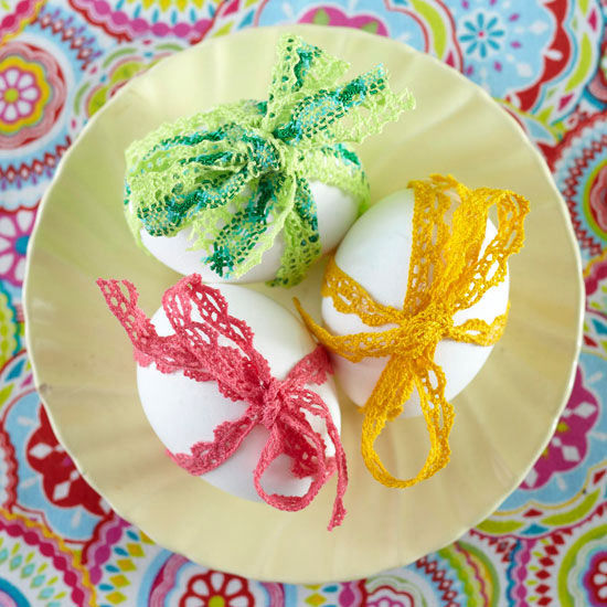 Lace wrapped easter eggs Lace wrapped easter eggs