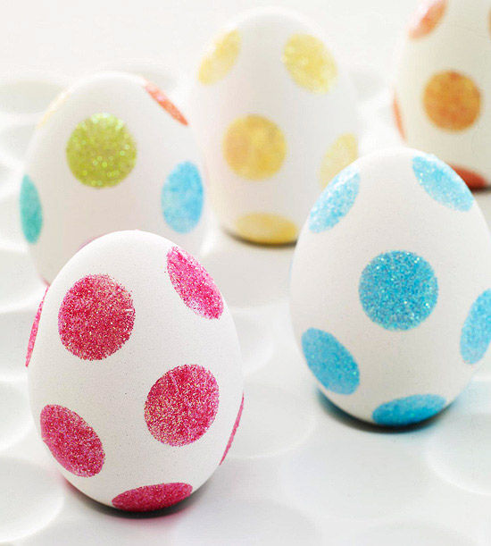 Polka dot glitter eggs