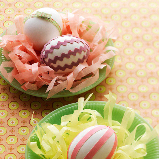 Ribbon and rickrack wrapped eggs Ribbon and rickrack wrapped eggs