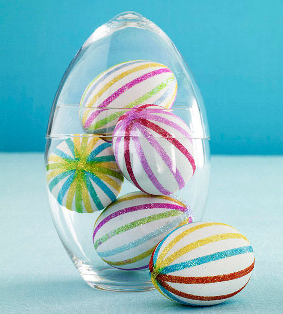 Glitter striped easter eggs