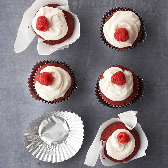 Red velvet raspberry cupcakes
