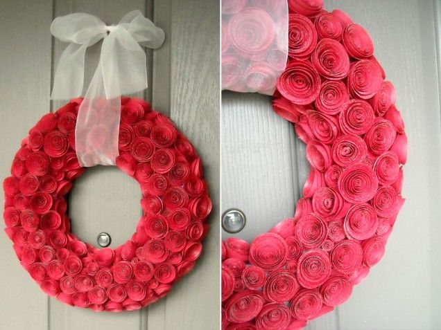 Paper rose wreath