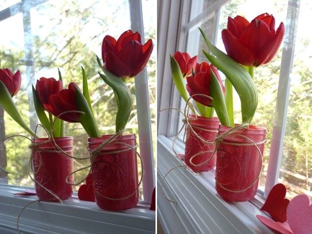 Spray painted mason jars Spray painted mason jars
